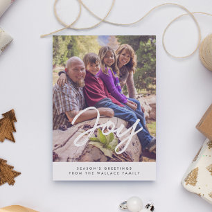 Joy Modern Typography Christmas Family Photo Holiday Card