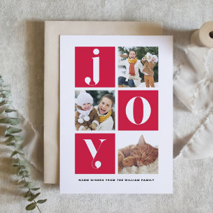 Joy Modern Typography Multi Photo Holiday Photo Card