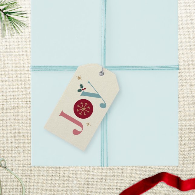 Joy Modern Vintage Personalised  Gift Tags (Spread extra JOY with your holiday gifts adorned with these personalized gift tags)