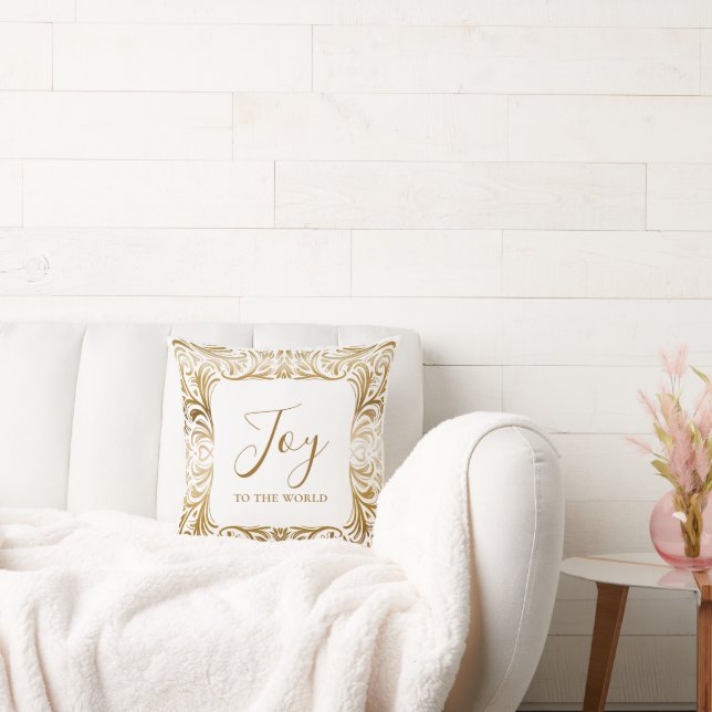 Joy Monogram Modern Elegant Golden Christmas  Cushion (Couch)
