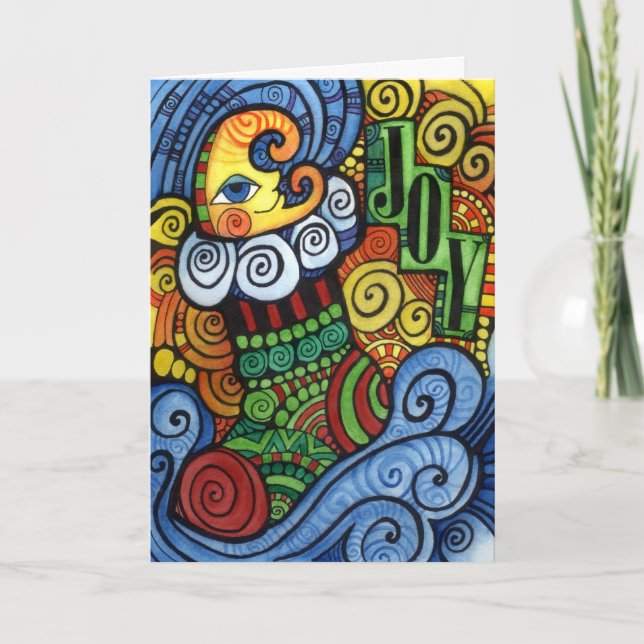 Joy - Moon Stocking Christmas Card (Front)