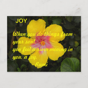 JOY Motivational Postcard Yellow Tropical Flower