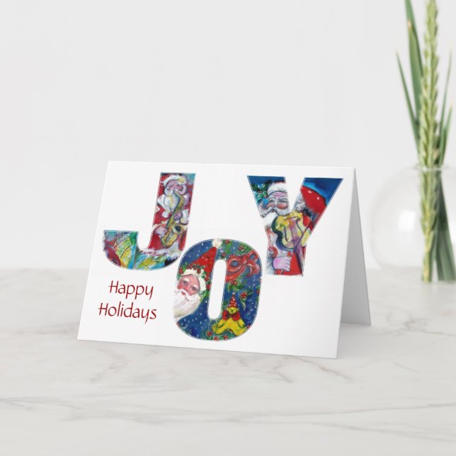 JOY MUSICAL SANTA CHRISTMAS GREETINGS HOLIDAY CARD (Front)