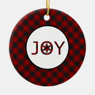 Joy Nativity plaid Ceramic Tree Decoration
