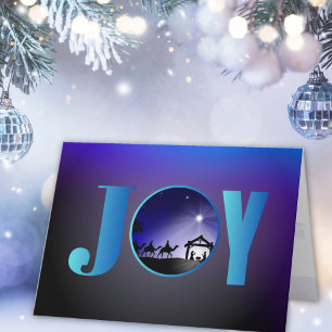 JOY Nativity Scene Religious Christmas Holiday Card
