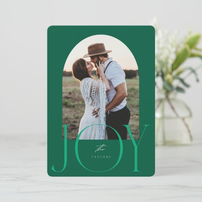 JOY Newlywed Just Married Christmas Card (Standing Front)