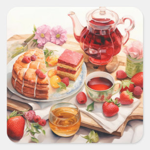 Joy of Afternoon Tea Square Sticker