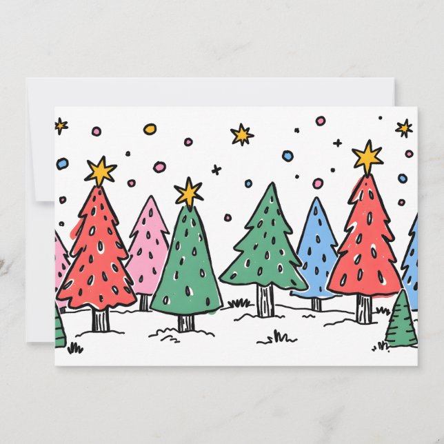 Joy of Christmas Doodle Art Style Holiday Card (Front)