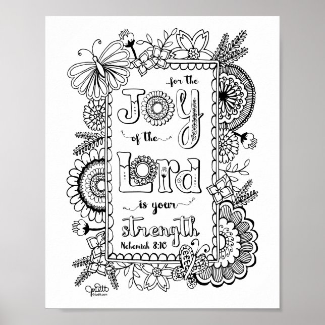 Joy of the Lord Christian Scripture Bible Verse Poster (Front)
