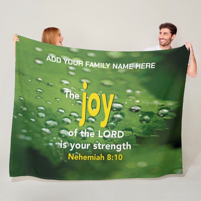 JOY OF THE LORD IS YOUR STRENGTH Christian Family Fleece Blanket (In Situ)