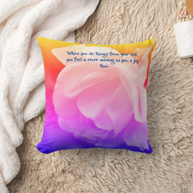 Joy Of The Soul Rose Inspirational Rumi Quote  Cushion (Blanket)