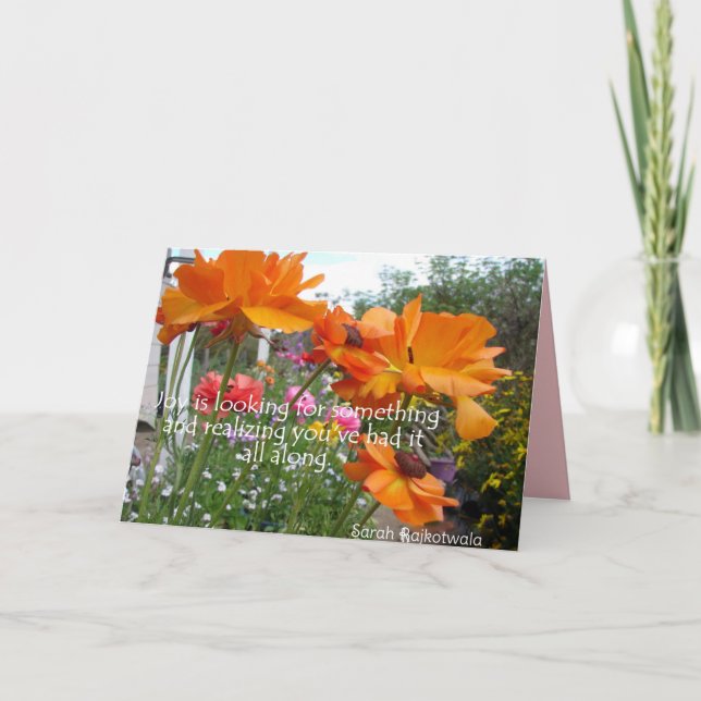 Joy Orange Spring Flowers flowers in Garden Card (Front)