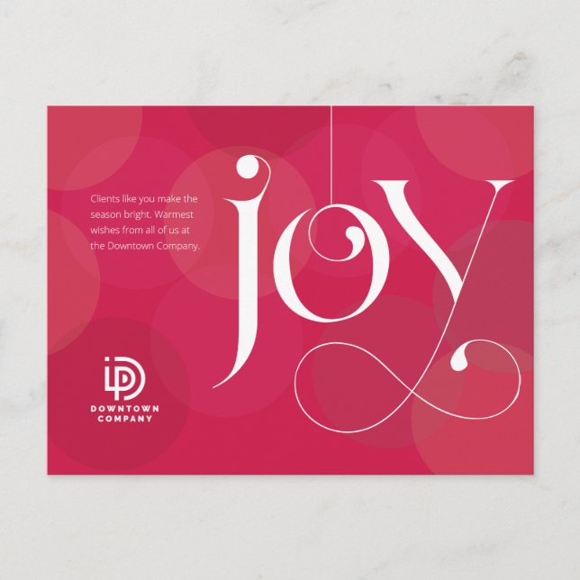 Joy Ornament Business Holiday Postcard (Front)