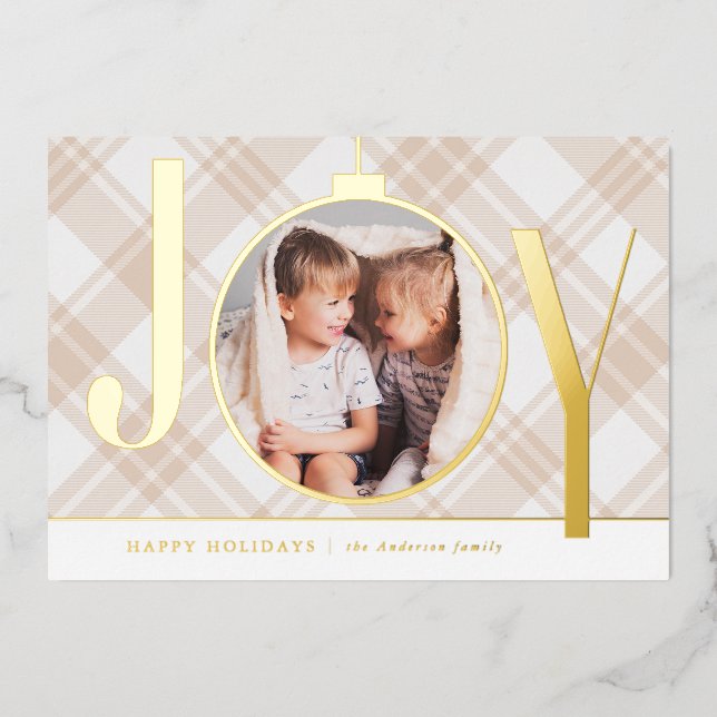 Joy Ornament Foil Holiday Card (Front)