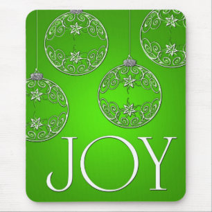 Joy Ornaments on emerald green elegant Mouse Mat