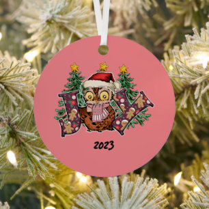 Joy Owl Christmas Metal Tree Decoration