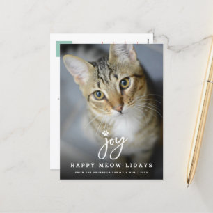 Joy Paw Print Brush Script Dog Lover Photo Pet Holiday Postcard