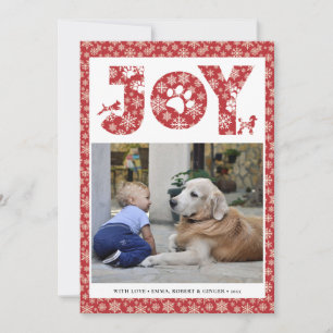 JOY Paws Gold   Pet Lovers Snowflakes In Red Holiday Card