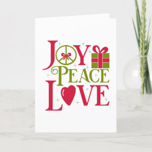 Joy Peace And Love Christmas  Card
