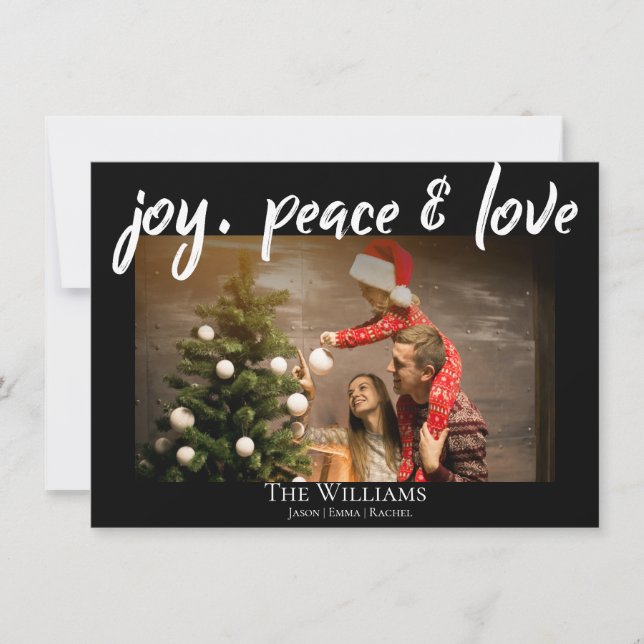 Joy Peace And Love | Photo | Christmas Holiday Card (Front)