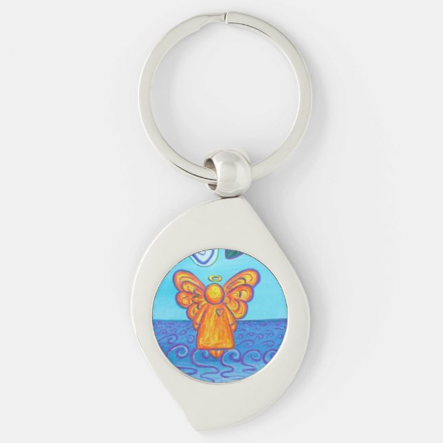 Joy & Peace Beach Guardian Angel Custom Keychains (Front)