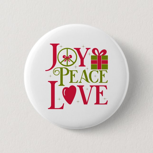 Joy Peace Love 6 Cm Round Badge (Front)