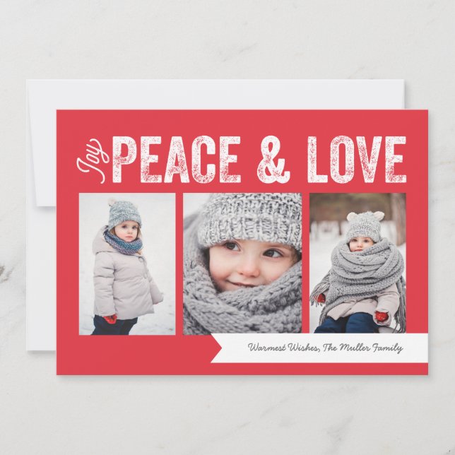 Joy Peace Love Banner 3-Photo Holiday (Front)