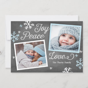 Joy Peace Love Chalkboard 2-Photo Holiday Card