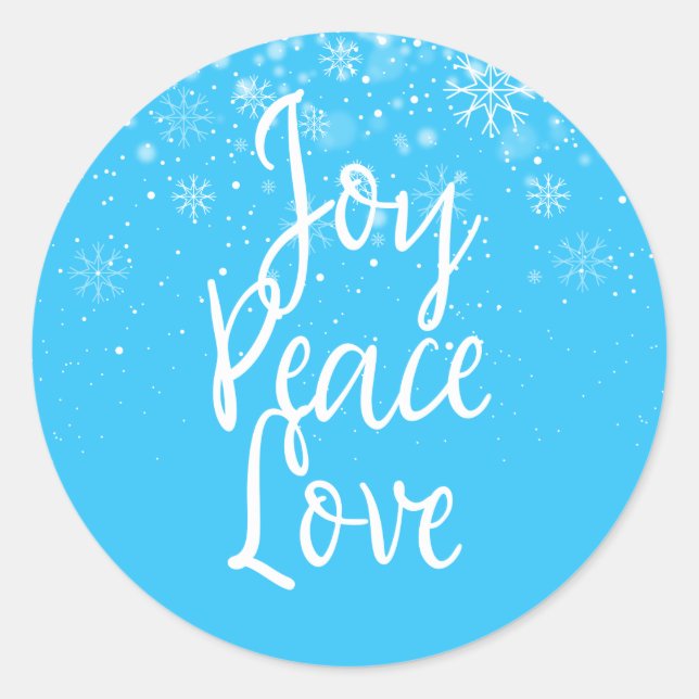 Joy Peace Love Christmas Holiday Classic Round Sticker (Front)