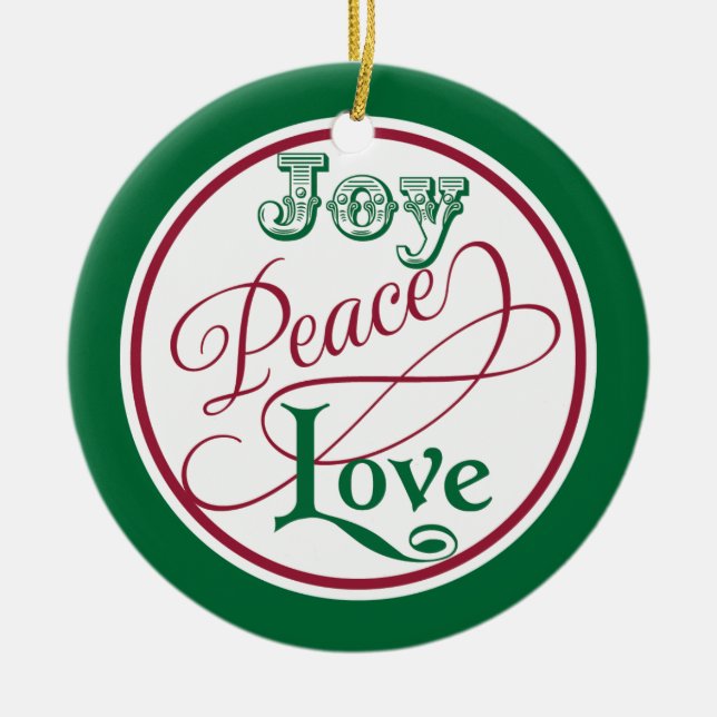 Joy Peace Love Christmas Ornaments (Front)