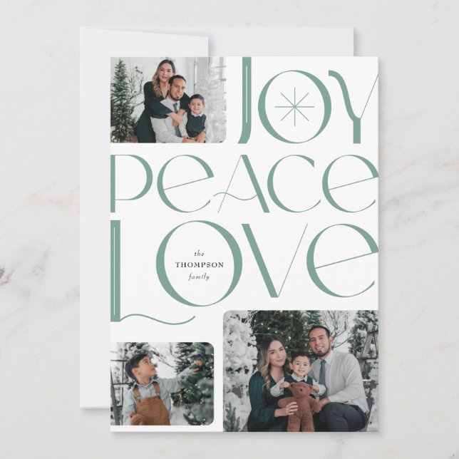 Joy Peace Love Holiday Photo Card (Front)