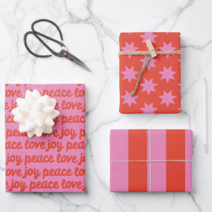 Joy Peace Love holiday wrapping paper