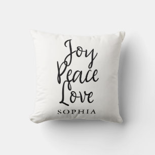Joy Peace Love Inspirational Quote Cushion