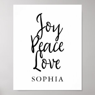Joy Peace Love Inspirational Quote Poster