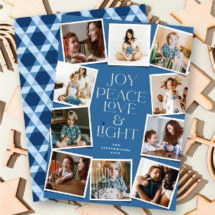 Joy Peace Love & Light Hanukkah 10 Instant Photo H Holiday Card