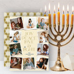 Joy Peace Love & Light Hanukkah 10 Instant Photo H Holiday Card<br><div class="desc">Joy, Peace, Love & Light With Star Of David, 10 Instant Photo Collage Hanukkah Holiday Card. The greeting and background can be changed to any colour of your choice. Designed / original artwork by fat*fa*tin. Easy to personalise with your own text message, name, year, photo, or image. More editing features...</div>