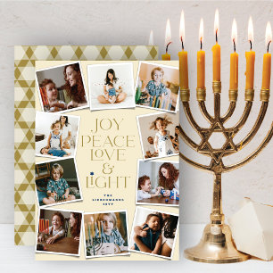 Joy Peace Love & Light Hanukkah 10 Instant Photo H Holiday Card