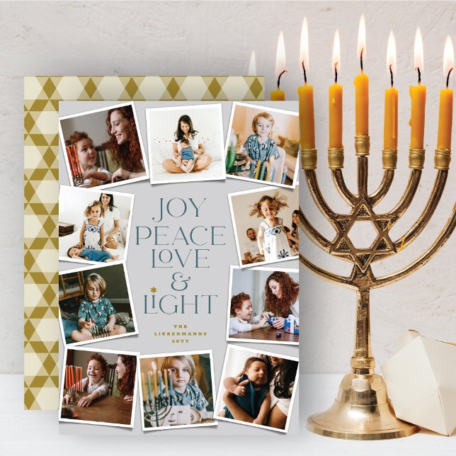 Joy Peace Love & Light Hanukkah 10 Instant Photo H Holiday Card (Creator Uploaded)