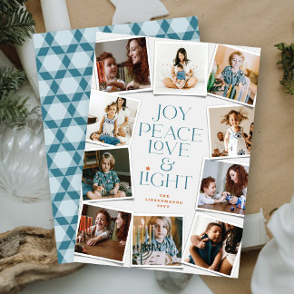 Joy Peace Love & Light Hanukkah 10 Instant Photo Holiday Card