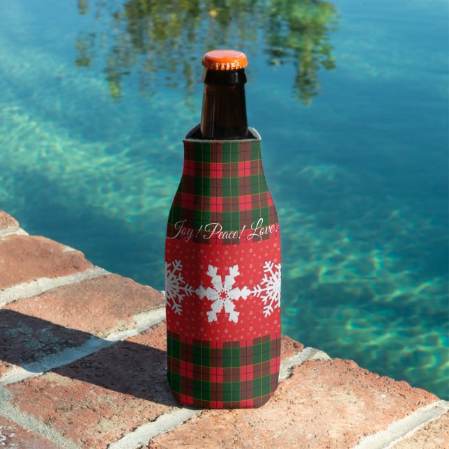 Joy! Peace! Love! Merry Christmas & New Year Red  Bottle Cooler (In Situ Pool)