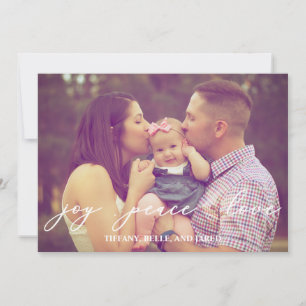 Joy Peace Love Modern Script Family Photo Holiday Card