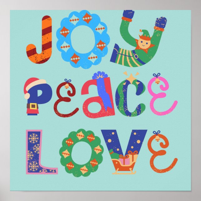 Joy, peace, love motivational quotes wall art (Front)