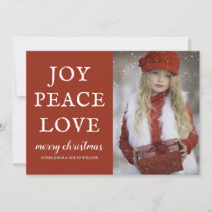 Joy Peace Love Photo Christmas Holiday Card