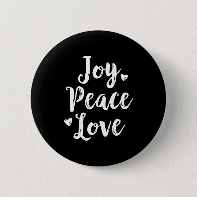 Joy Peace Love Red Brushed Script Womens Holiday  6 Cm Round Badge (Front)