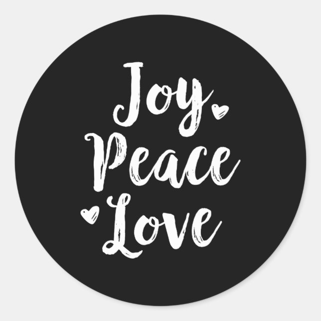 Joy Peace Love Red Brushed Script Womens Holiday  Classic Round Sticker (Front)