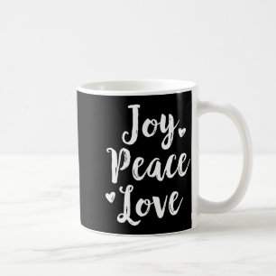 Joy Peace Love Red Brushed Script Womens Holiday  Coffee Mug