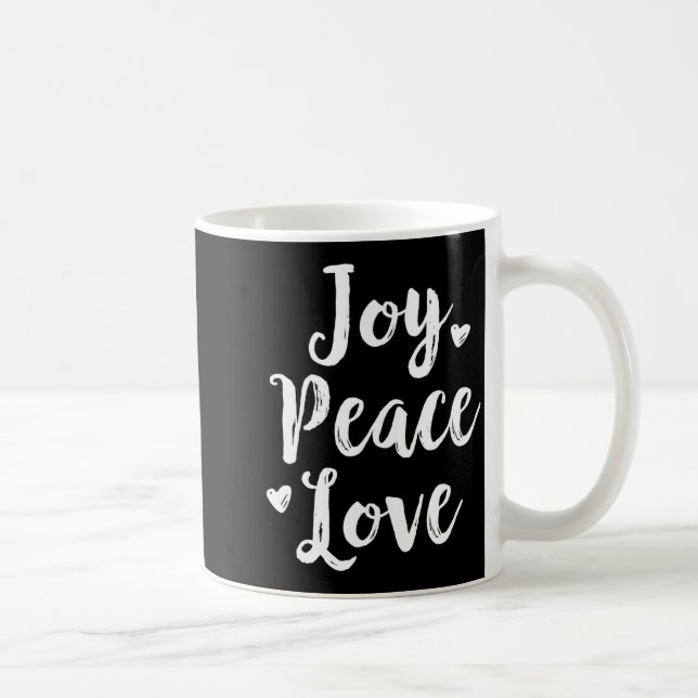 Joy Peace Love Red Brushed Script Womens Holiday  Coffee Mug (Right)