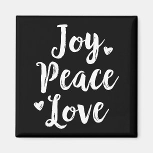 Joy Peace Love Red Brushed Script Womens Holiday Magnet
