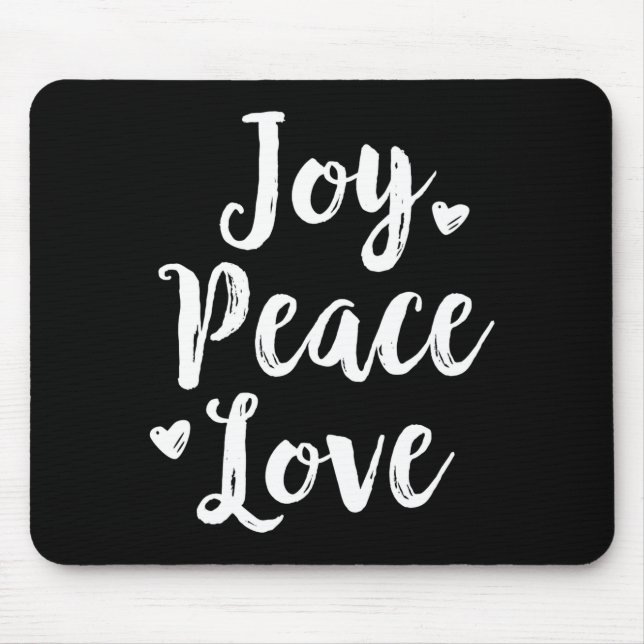 Joy Peace Love Red Brushed Script Womens Holiday  Mouse Mat (Front)