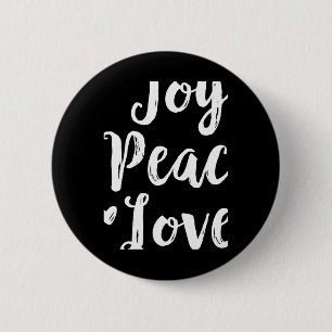 Joy Peace Love Red Brushed Script Womens Holiday T 6 Cm Round Badge